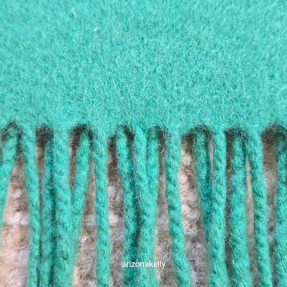 Cashmere Fringe Scarf Kelly Green Thick Soft - Picture 8 of 16